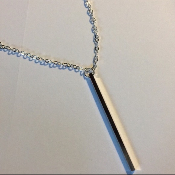 New! Silver Bar Drop Necklace - Picture 4 of 5